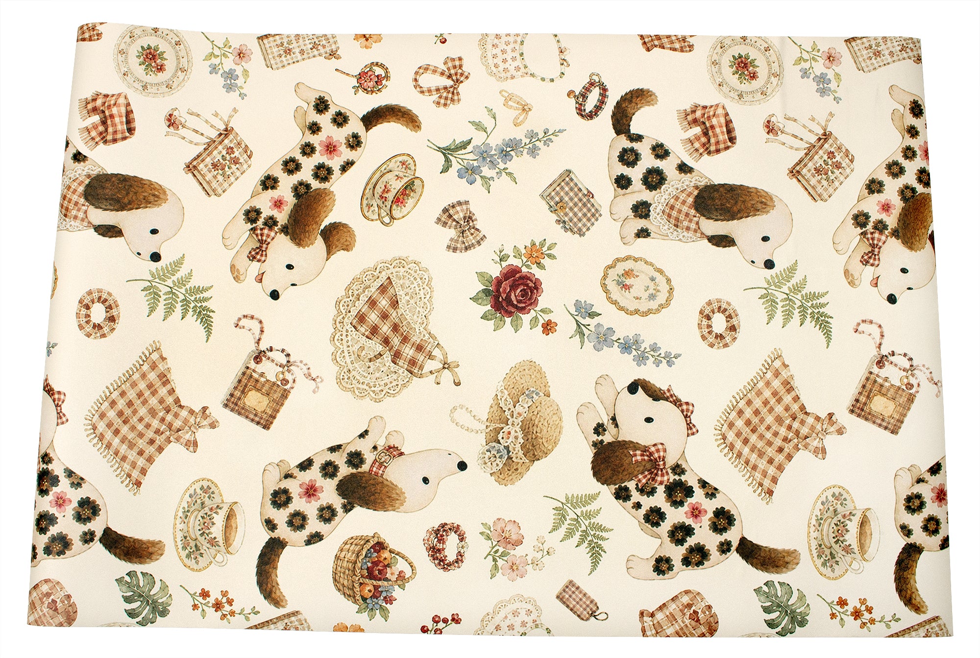 HaokHome Cottagecore Dachshund Dog Tea Party Peel and Stick Wallpaper