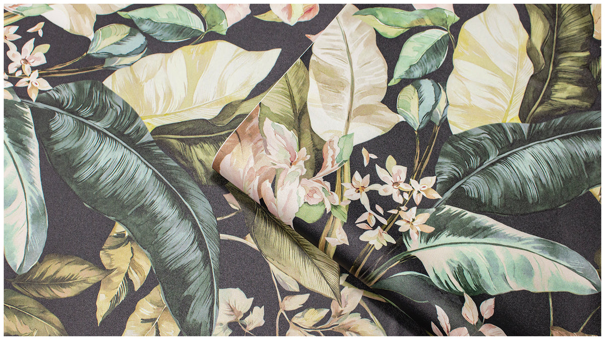 Haokhome Dark Tropical Banana Leaf Peel and Stick Wallpaper, Moody Boho Palm Foliage Wall Mural