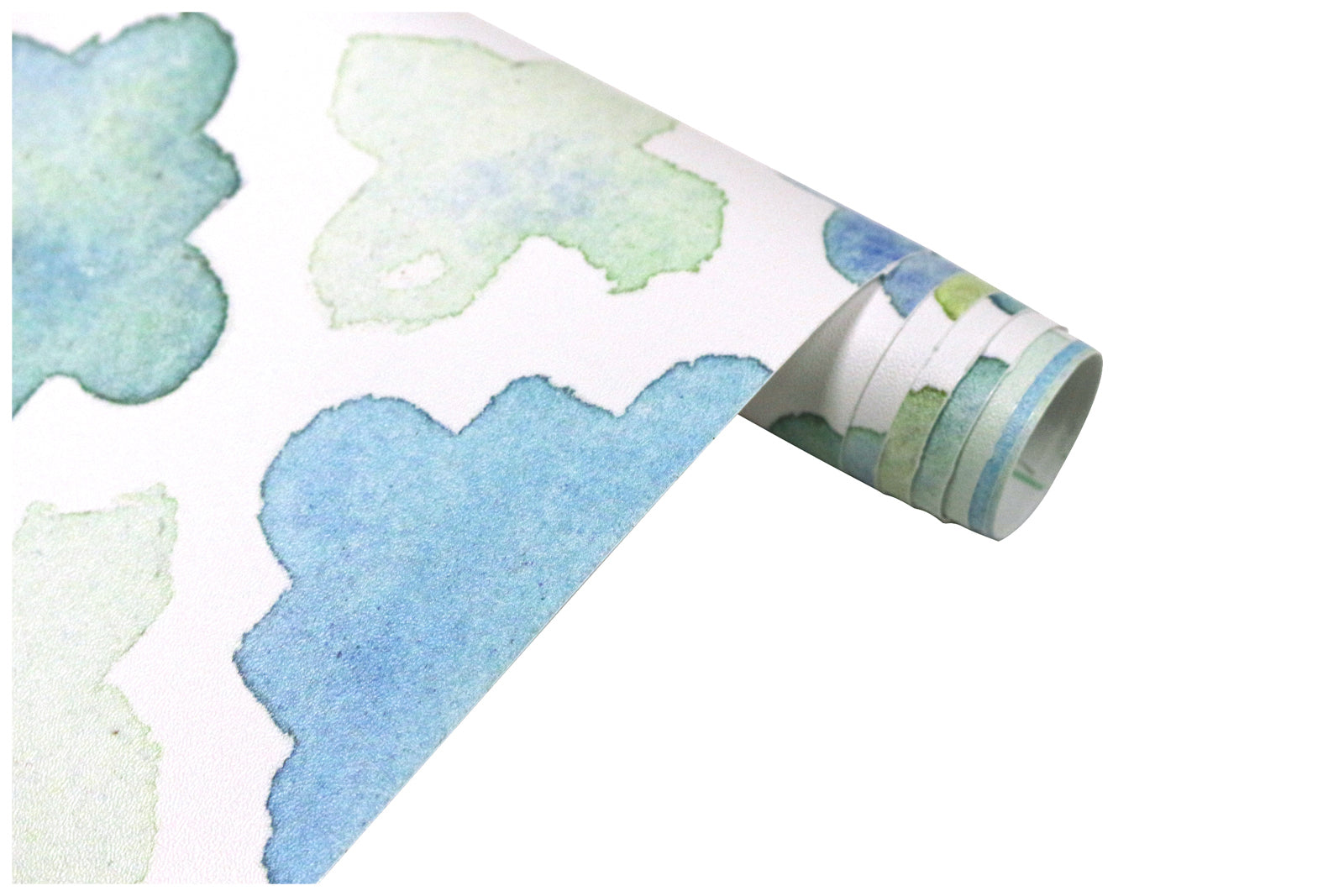 HaokHome Geometric Peel and Stick Wallpaper Tiles Blue Green White Watercolor Trellies Murals Wall Paper