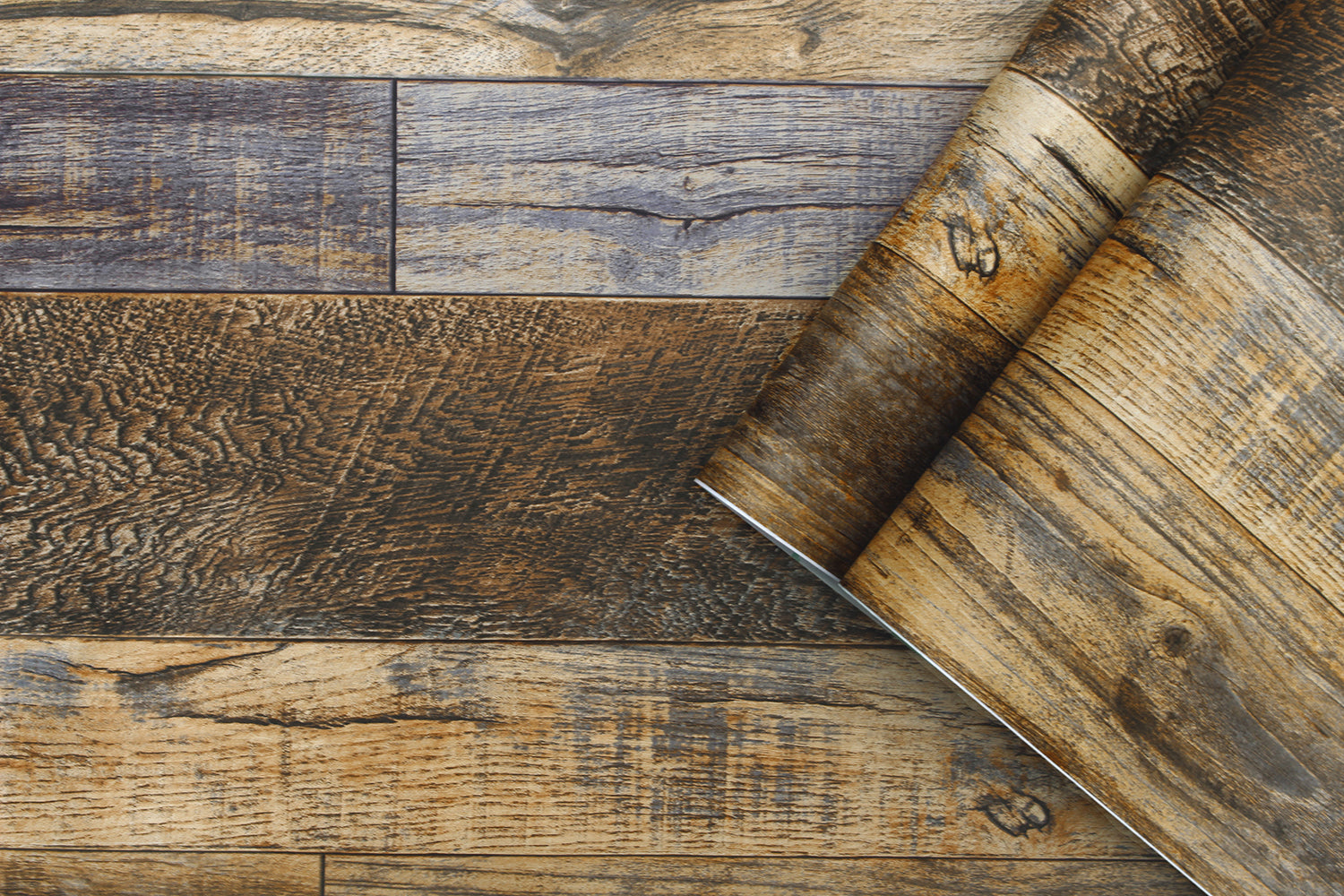 HaokHome Shiplap Wood Wallpaper Brown Distressed Plank Farmhouse Wallpaper