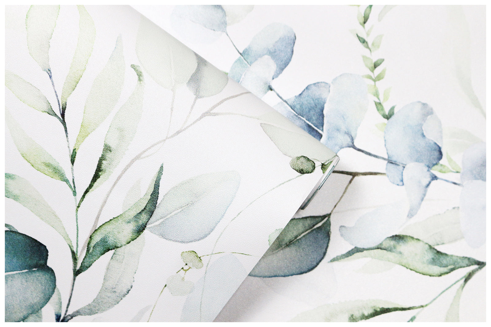 HaokHome Peel and Stick Wallpaper Boho Green/White Eucalyptus Leaf Floral Wall Mural Home Nursery Decor Renter Friendly Wallpaper