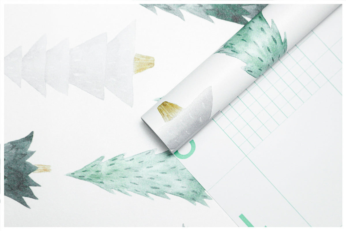 HaokHome Watercolor Christmas Tree Wallpaper Christmas Wall Decor Forest Wall Paper