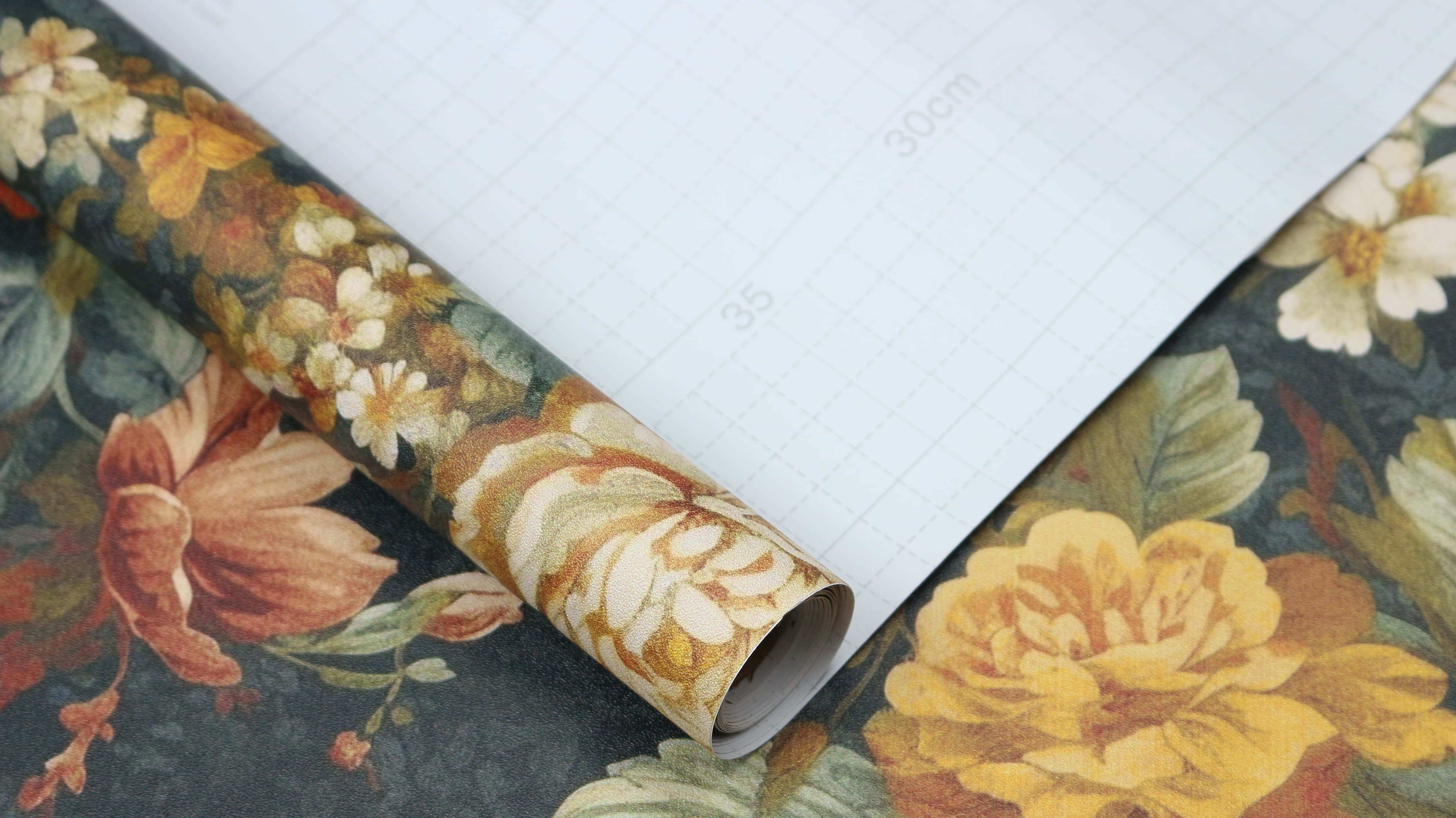 HaokHome Vintage Floral Wallpaper - Peel and Stick Removable Botanical Decor for Elegant Spaces