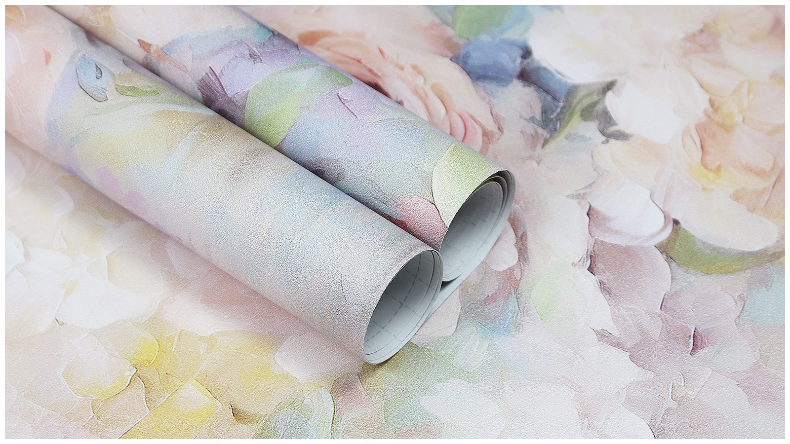 HaokHome Peel and Stick Wallpaper Pastel Soft Oil Painting Rose Floral Wall Mural Removable Self Adhesive Romantic Dreamy Cottage Wallpaper
