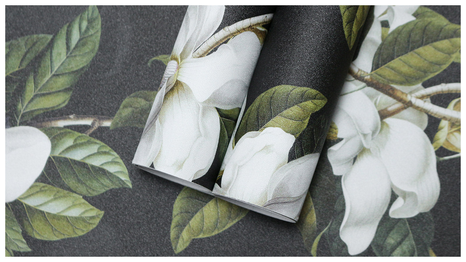 HaokHome Dark Magnolia Floral Peel and Stick Wallpaper, Moody Botanical Removable Wallpaper