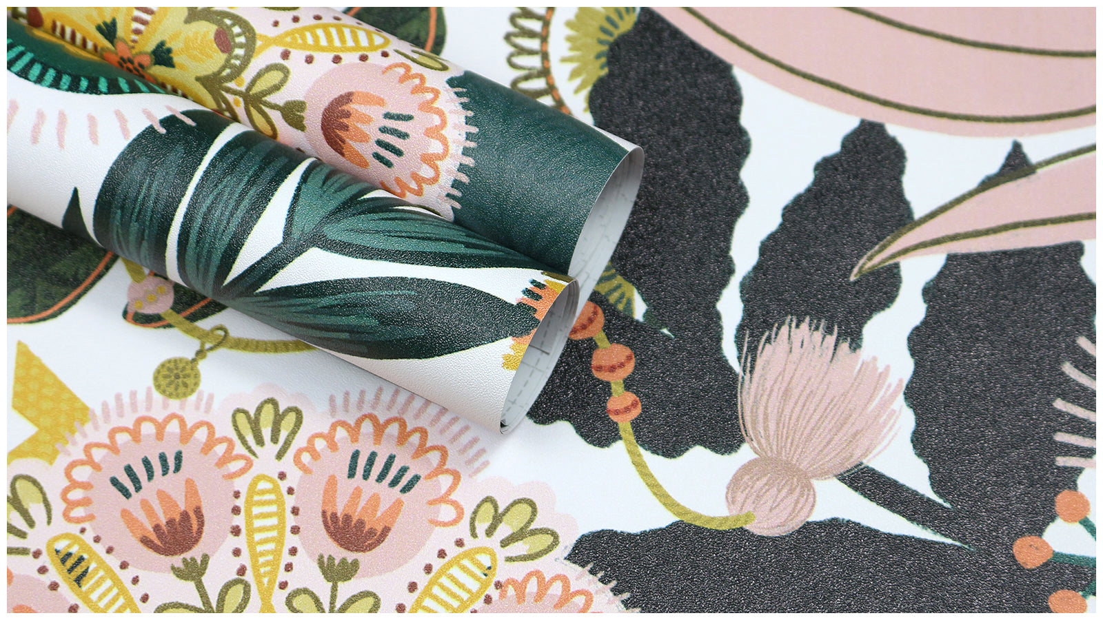 HaokHome Geometric Floral Wallpaper – Bold Tropical Flowers with Geometric Patterns in Warm Tones