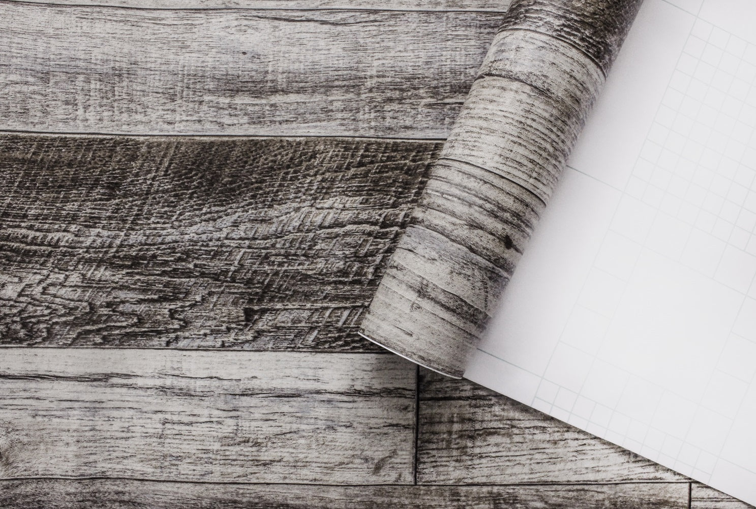 HaokHome Distressed Wood Plank Shiplap Wallpaper Grey