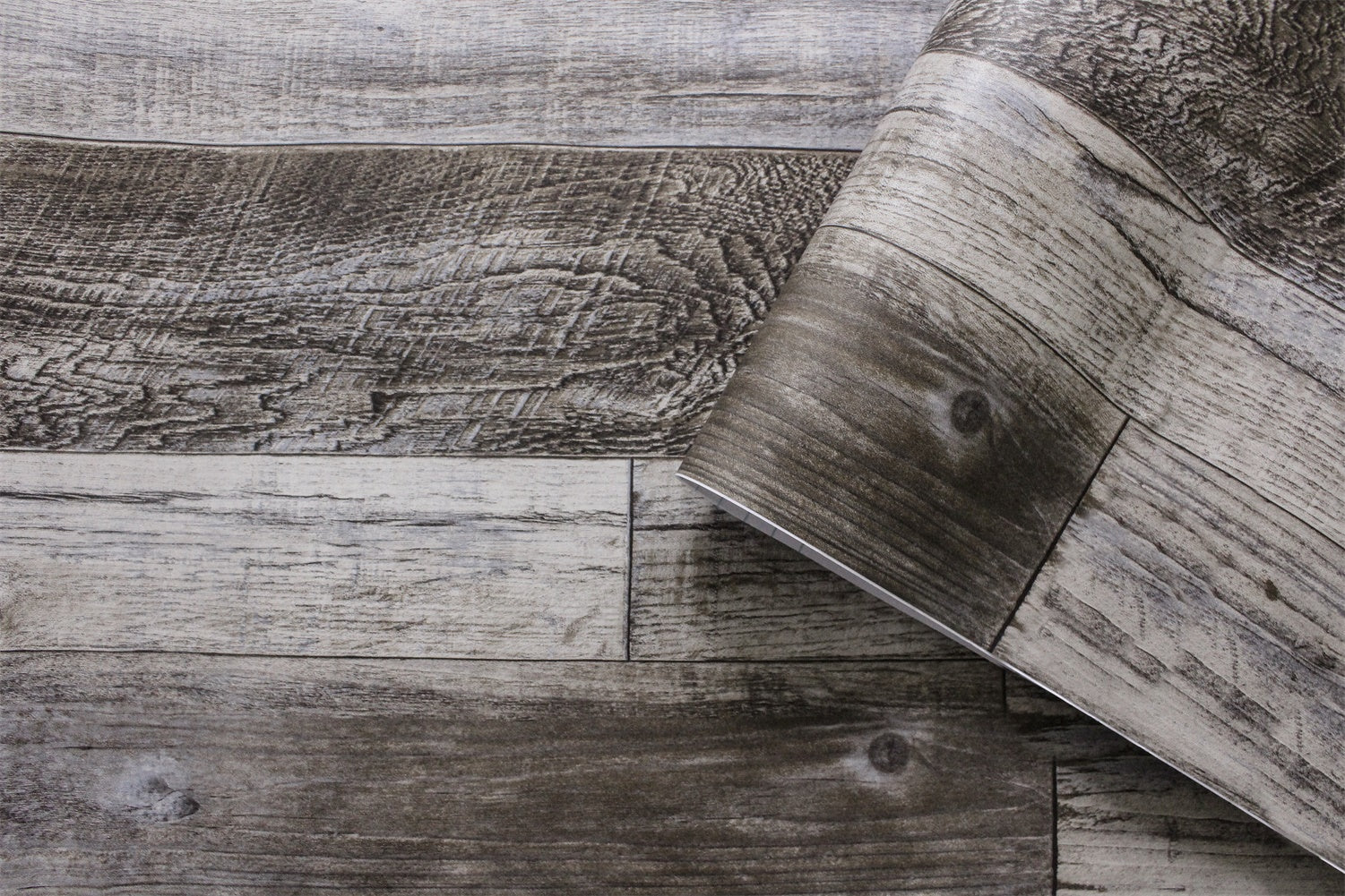 HaokHome Distressed Wood Plank Shiplap Wallpaper Grey