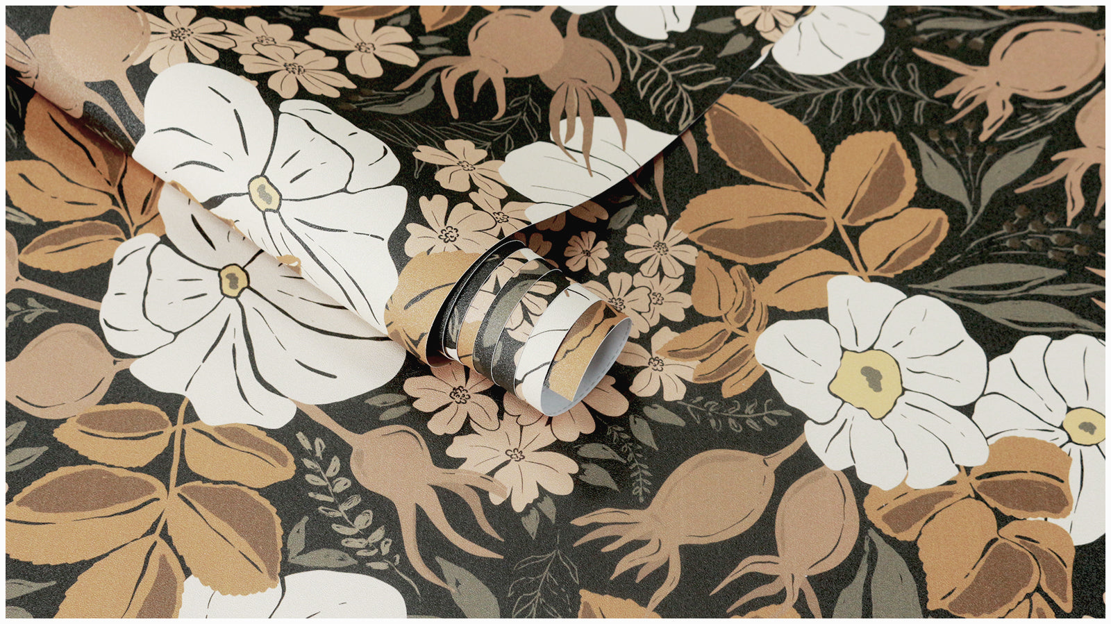 HaokHome Vintage Floral Peel and Stick Wallpaper – Beige & Brown Botanical Pattern