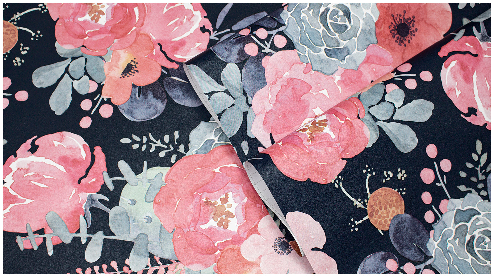 HaokHome Peel and Stick Wallpaper Navy Blue Watercolor Peony Floral Wall Mural Removable Self Adhesive Moody Botanical Wallpaper
