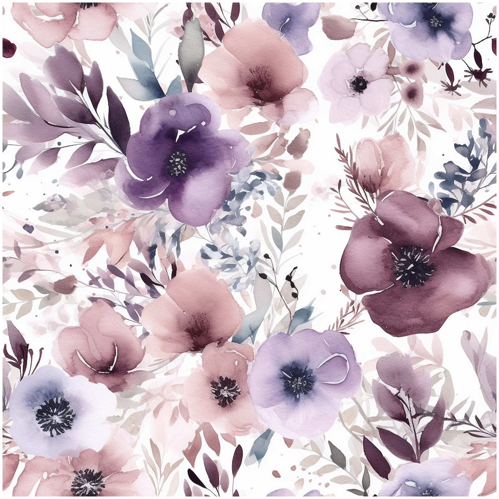 HaokHome 93349 Mauve/Purple Floral Peel and Stick Wallpaper Removable Wall Paper Vinyl Stick on Wall Contact Paper