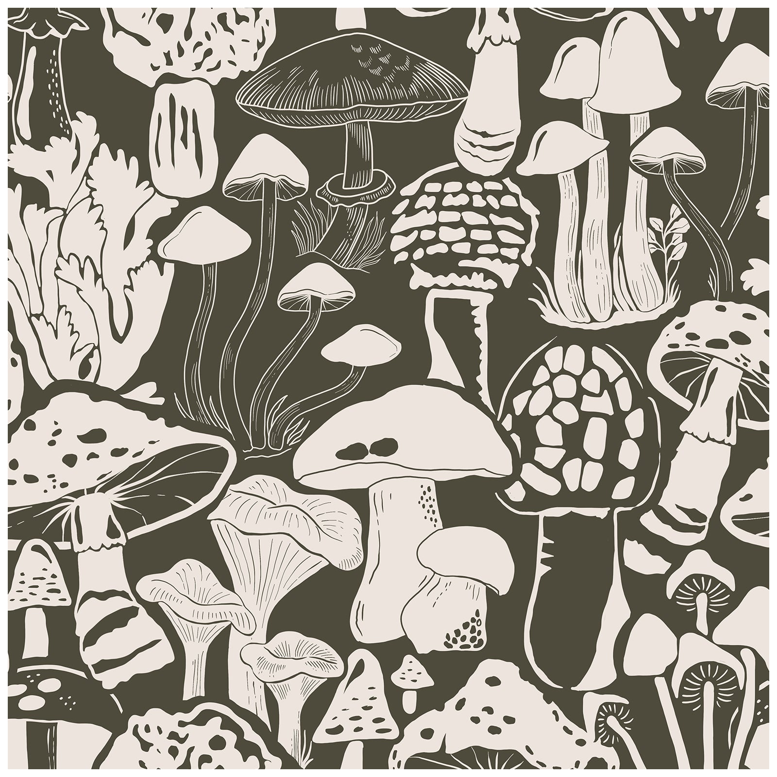 HAOKHOME 93283 Mushroom Peel and Stick Wallpaper Forest Vintage Removable Contact Paper Home Bathroom Boho Decor