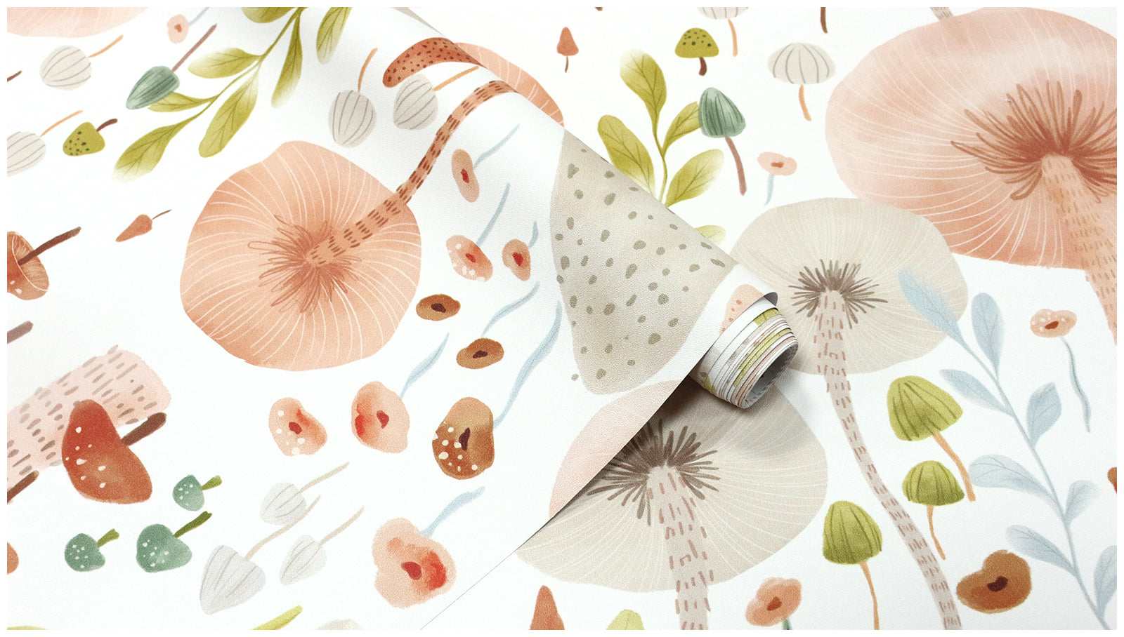 HAOKHOME 93393-1 Mushroom Wallpaper Peel & Stick Wall Paper Forest Peach Fuzz/White/Soft Green Removable Stick on Contact Paper for Kitchen