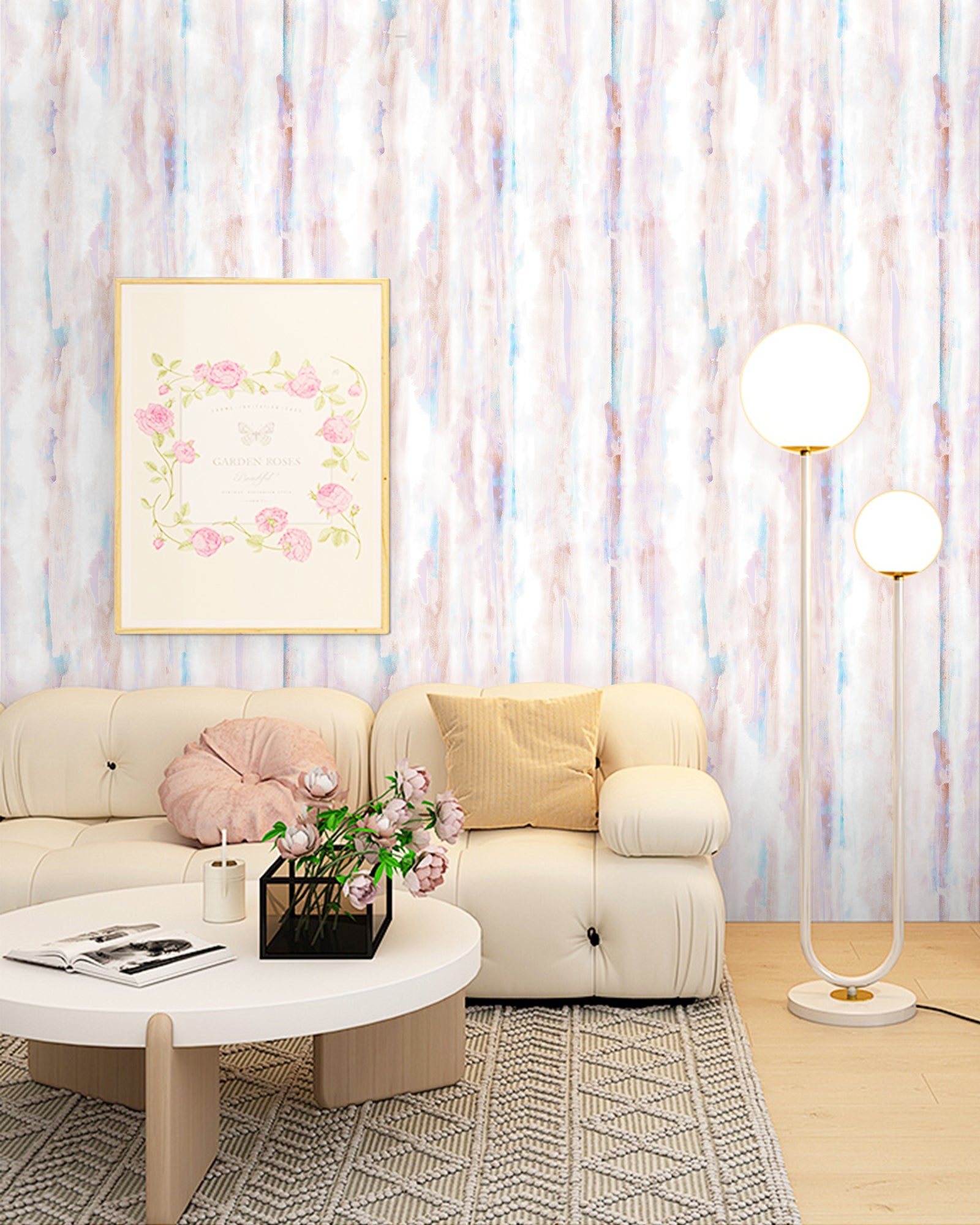 HaokHome 96132 Oil Painting Ombre Textured Peel and Stick Wallpaper for a Serene Atmosphere