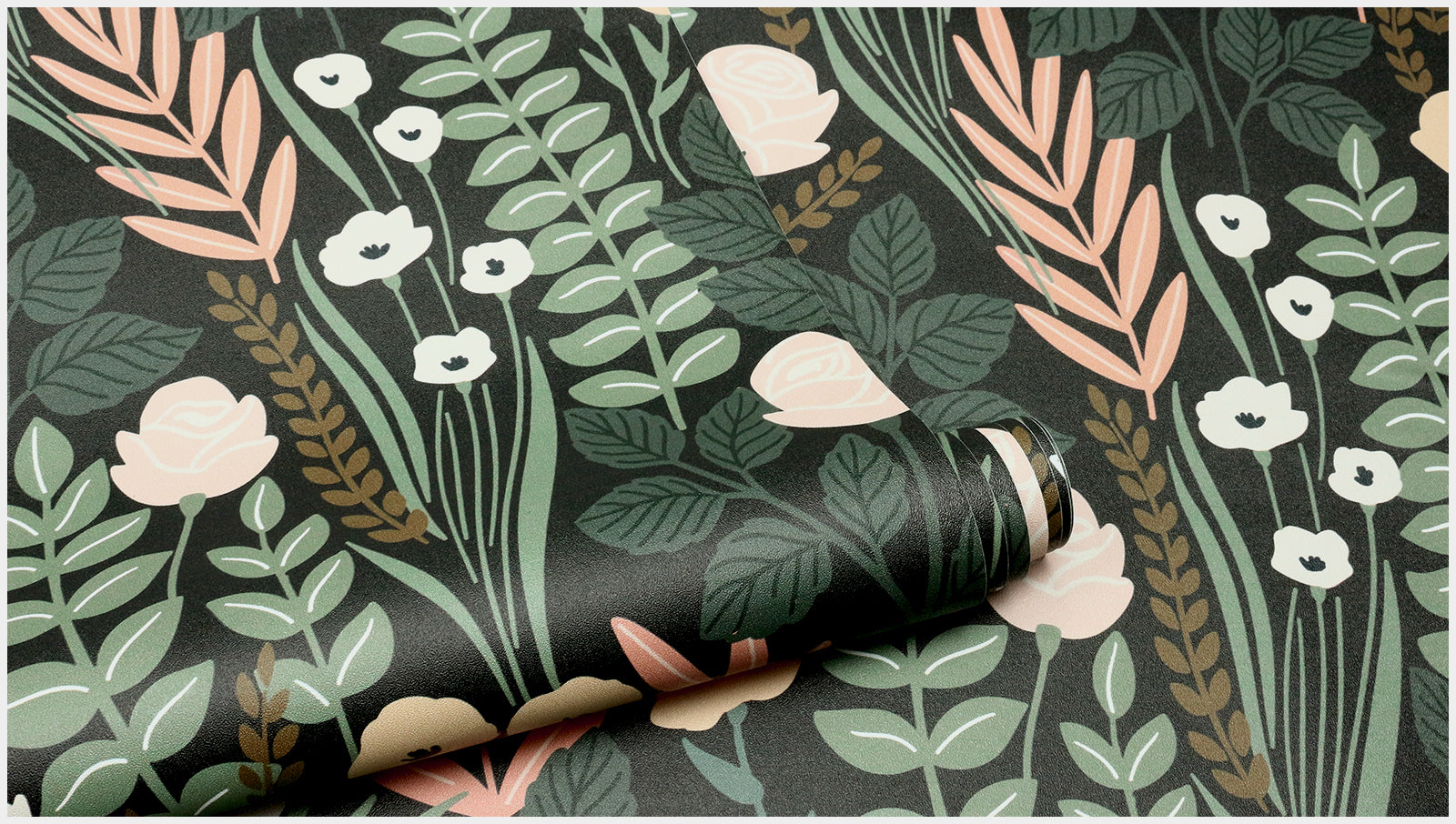 Peel and Stick Wallpaper Floral Removable Stick on Contact Paper for Bathroom Decor Green/Beige/Black