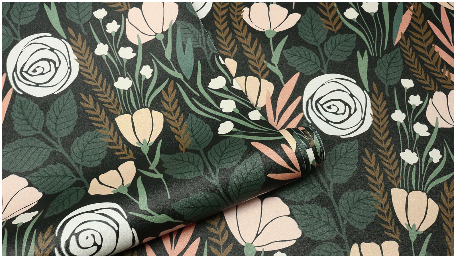 HAOKHOME 93386-5 Peel and Stick Wallpaper Floral Removable Stick on Contact Paper for Bathroom Green/Beige/Black