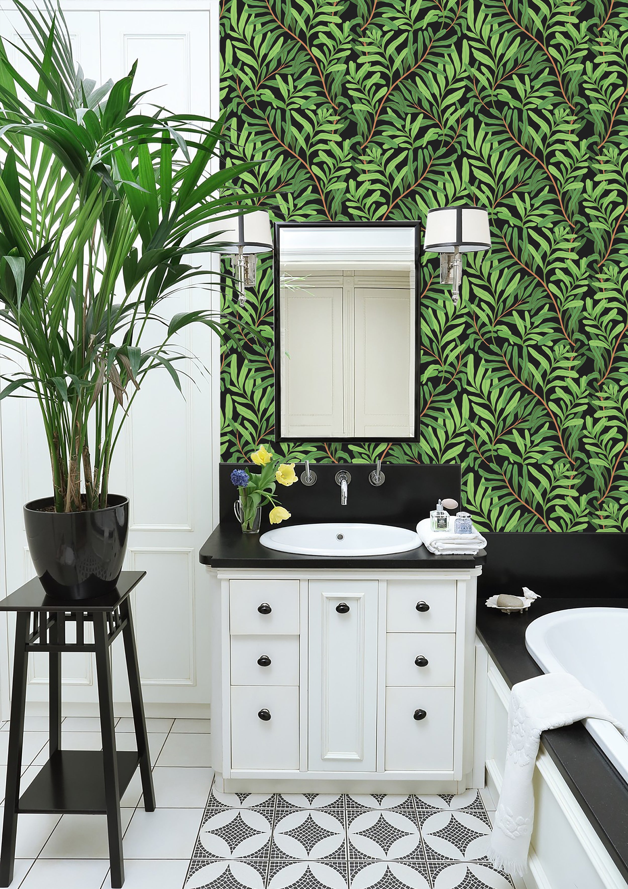 HAOKHOME 93382-1 Peel and Stick Wallpaper Forest Removable Stick on Contact Paper for Kitchen Morris Decor Black/Green/Brown