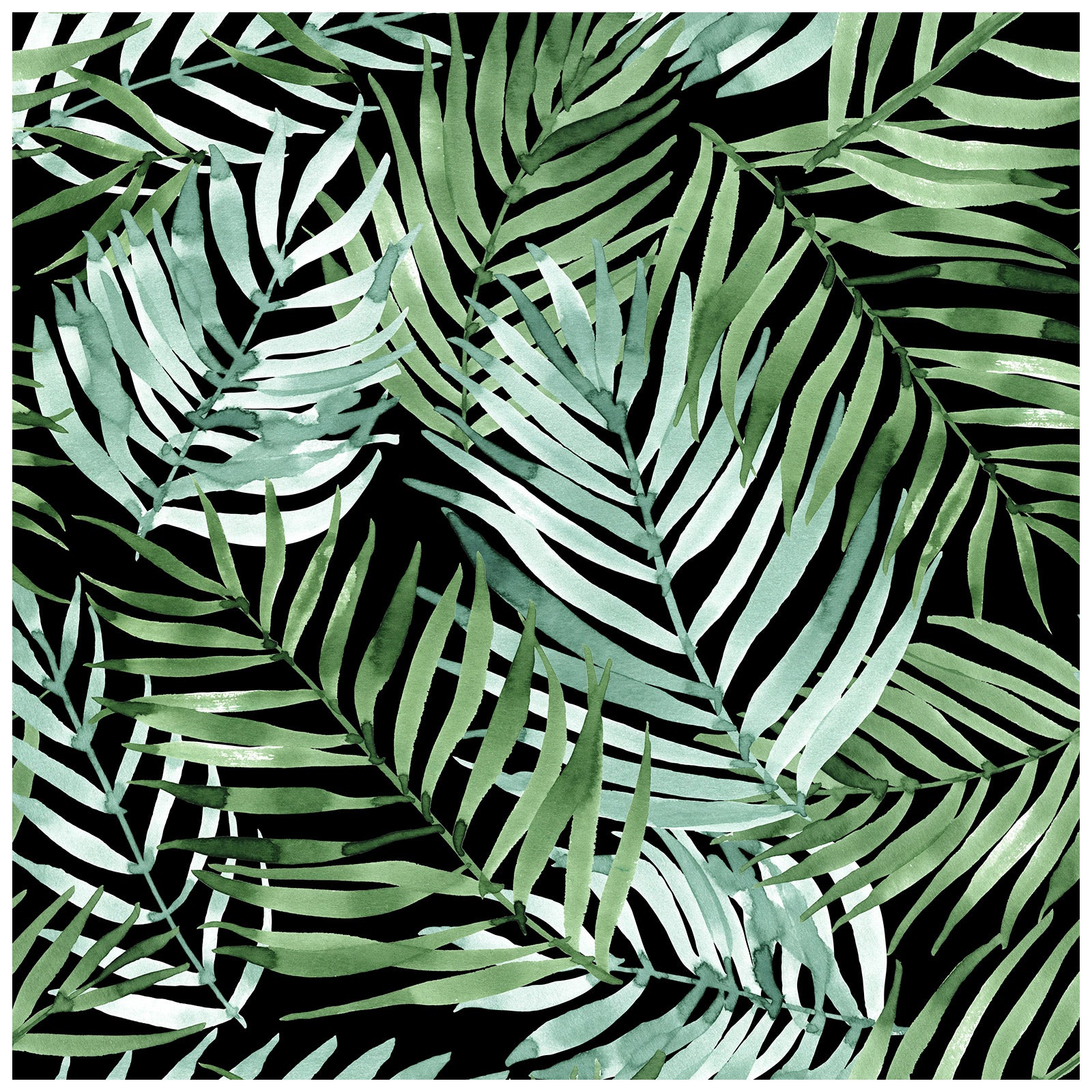 HAOKHOME 93148 Retro Peel and Stick Wallpaper Palm Leaves Black/Green Removable Stick on Home Decor