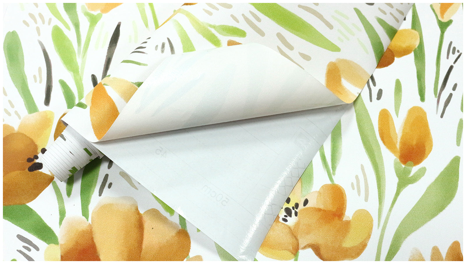 HaokHome 93392 Spring Floral Peel & Stick Wall Paper with White/Green/Earth Tone Flower Contact Paper