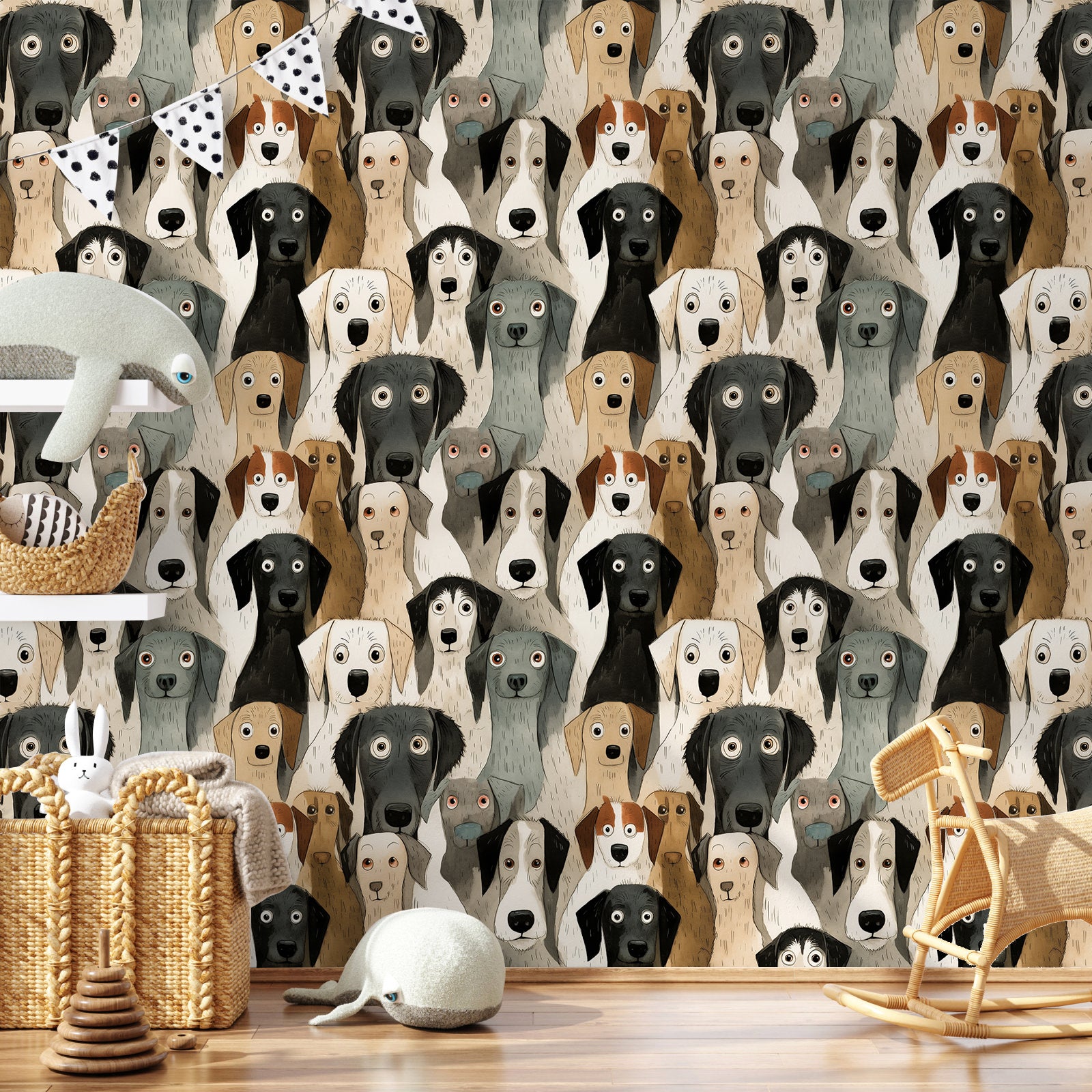 HAOKHOME 99057 Vintage Dog Wallpaper Peel and Stick Textured Black Renter Friendly Wall Paper for Bathroom Decor