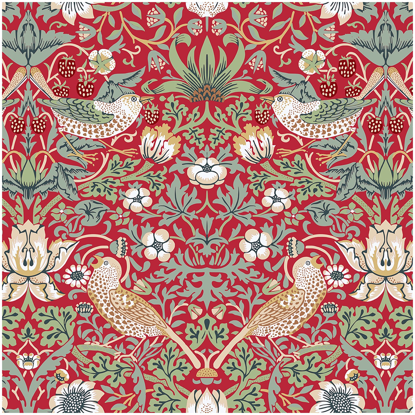 HAOKHOME 94029-2 Vintage Floral Peel and Stick Wallpaper Strawberry Thief Botanical Red/Green Wall Murals Home Kitchen Bedroom Decor by William Morris