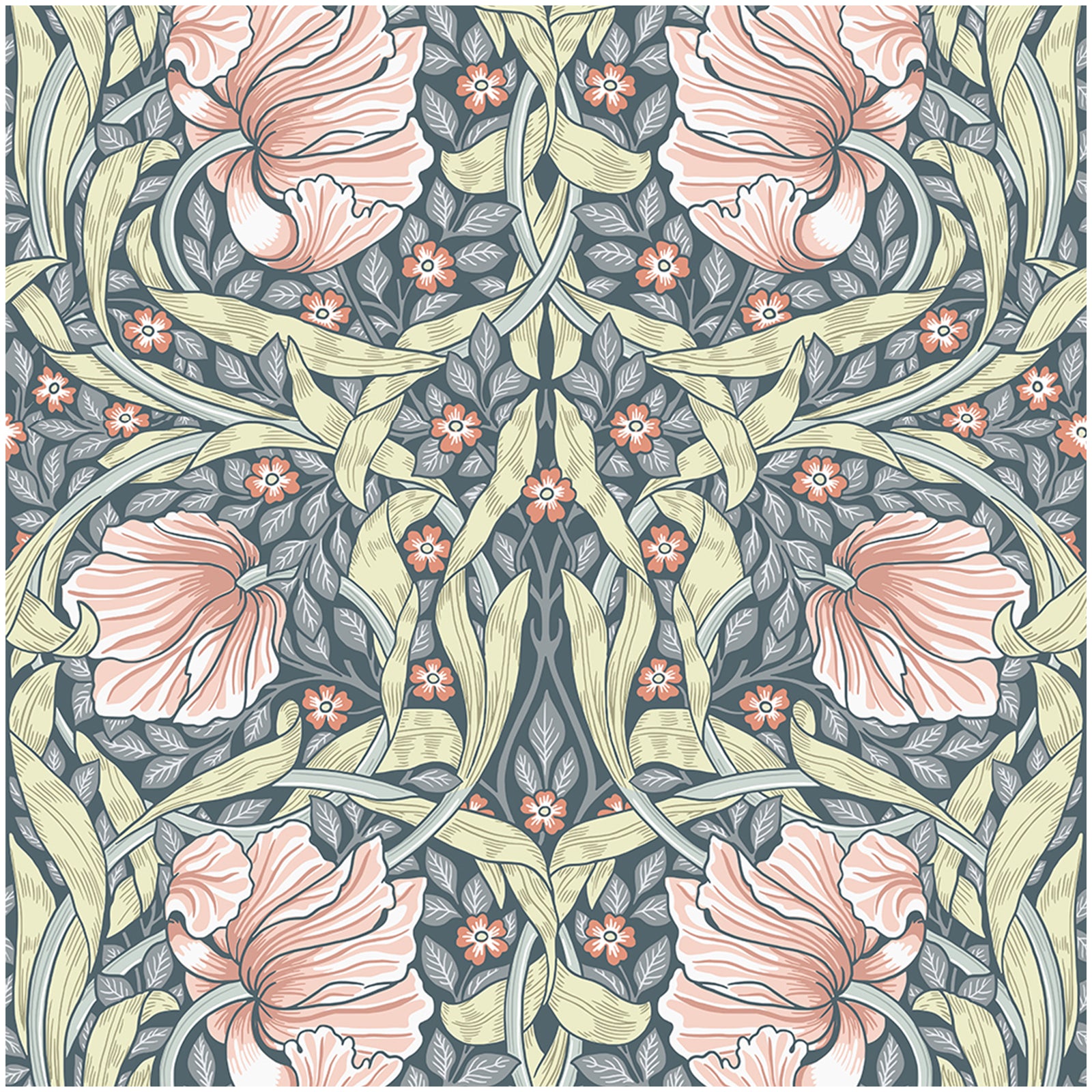 HAOKHOME 94028-2 Vintage Floral Wallpaper Peel and Stick Botanical Grey/Terracotta Wall Murals Home Kitchen Bedroom Decor by William Morris