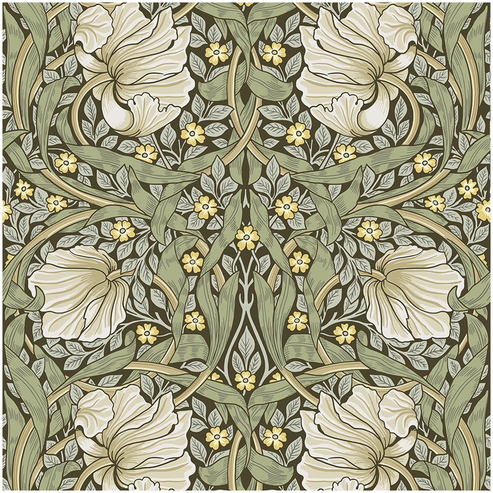 HAOKHOME 94028-1 Vintage Floral Wallpaper Peel and Stick Botanical Sage Green/Yellow Wall Murals Home Kitchen Bedroom Decor by William Morris