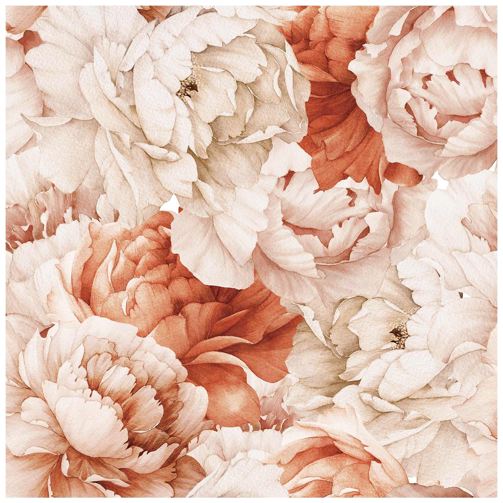 HAOKHOME 93180 Vintage Peony Floral Peel and Stick Wallpaper Removable Pink/Dark Orange Vinyl Self Adhesive Mural