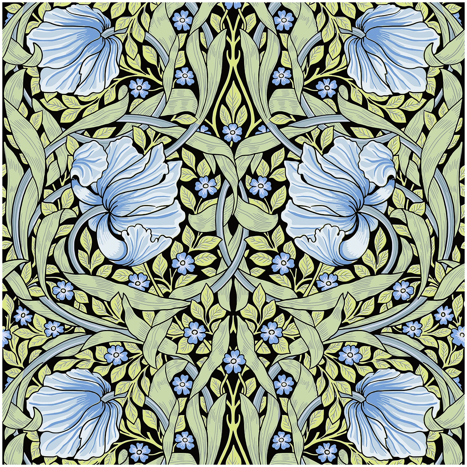 HAOKHOME 94028-4 Vintage Wallpaper Peel and Stick Floral Vine Green/Blue/Black Wall Murals Home Kitchen Bedroom Decor by William Morris