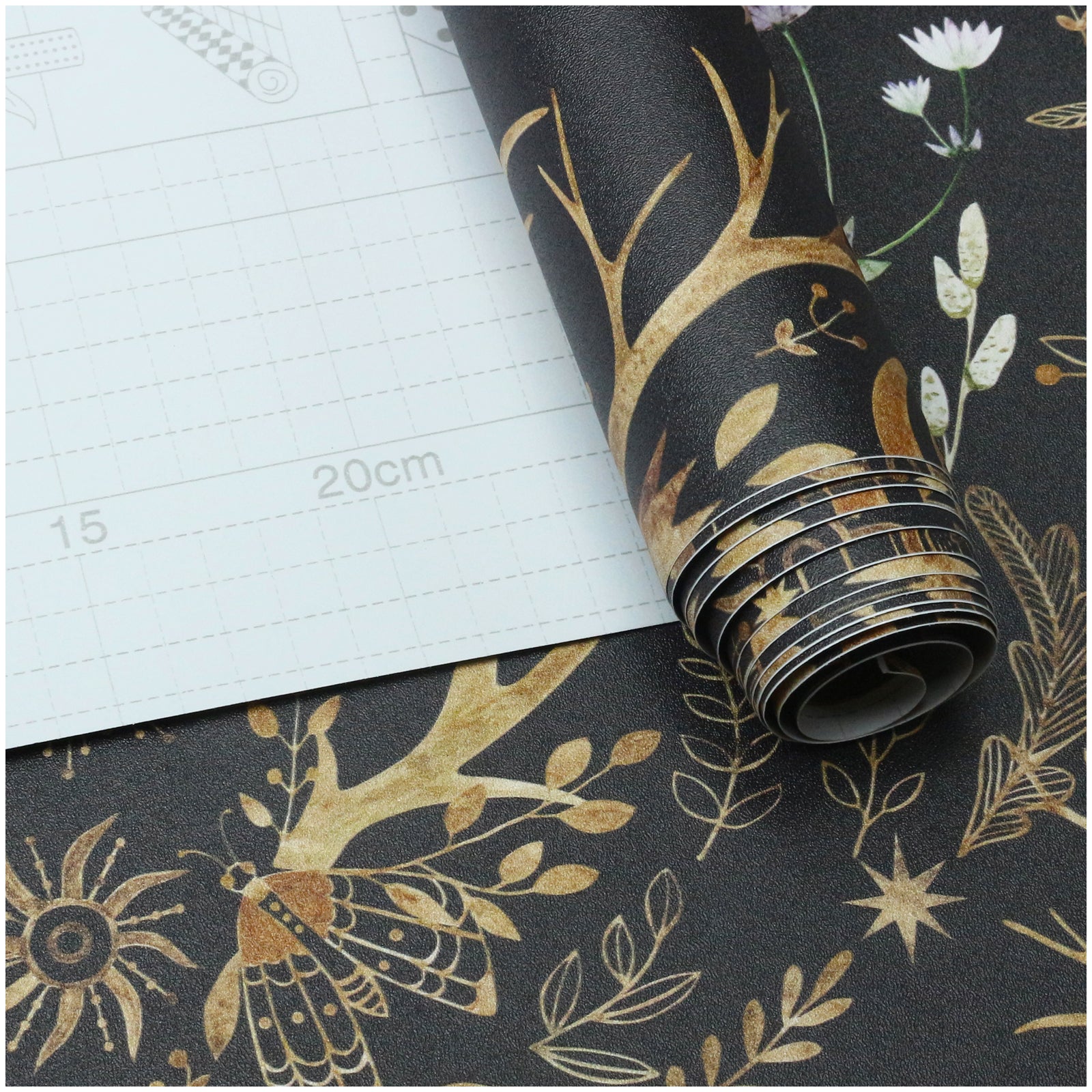 HAOKHOME 94027-1 Wallpaper Peel and Stick Retro Floral Damask Bronze/Black/Purple Wall Decor Bathroom Removable Mural