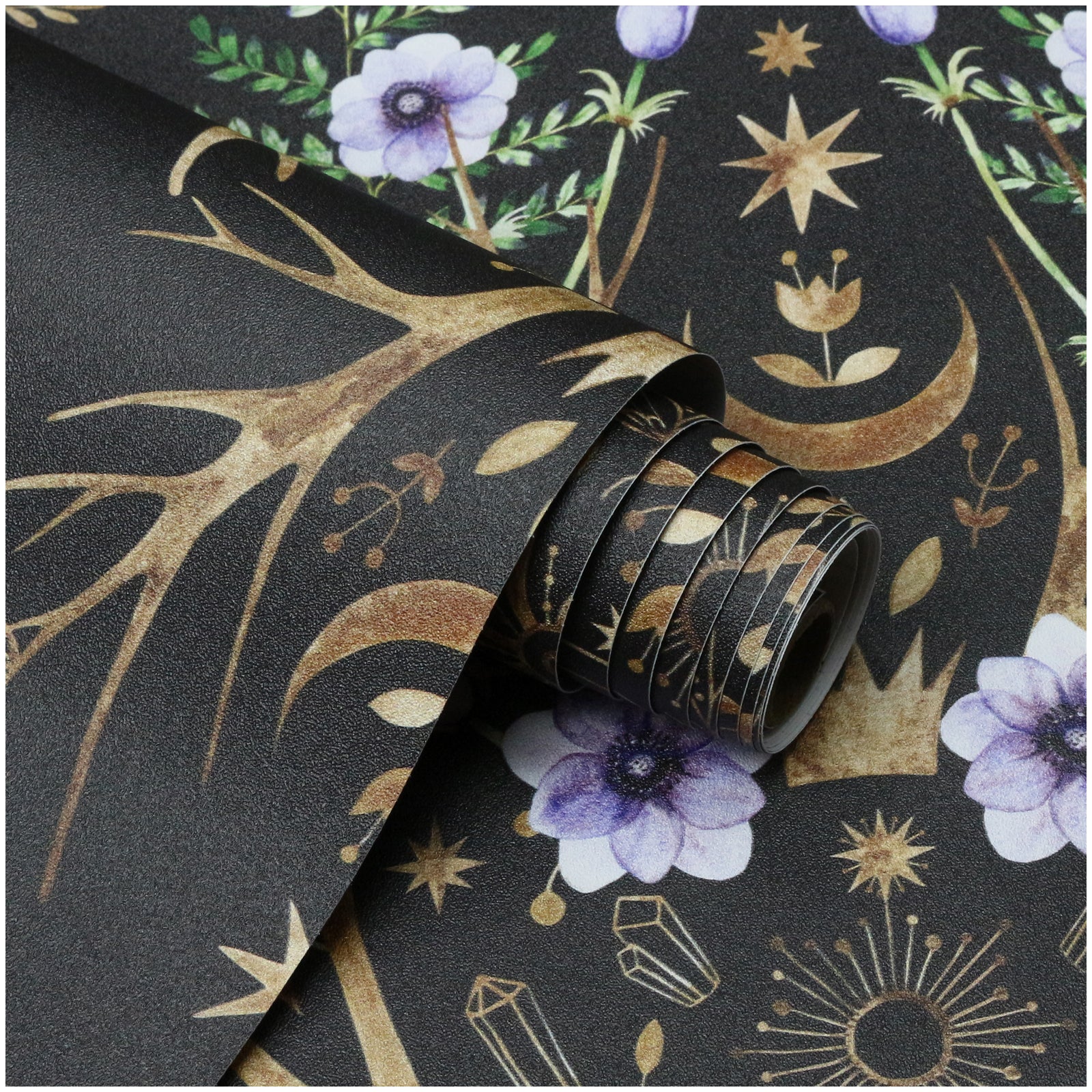 HAOKHOME 94027-1 Wallpaper Peel and Stick Retro Floral Damask Bronze/Black/Purple Wall Decor Bathroom Removable Mural