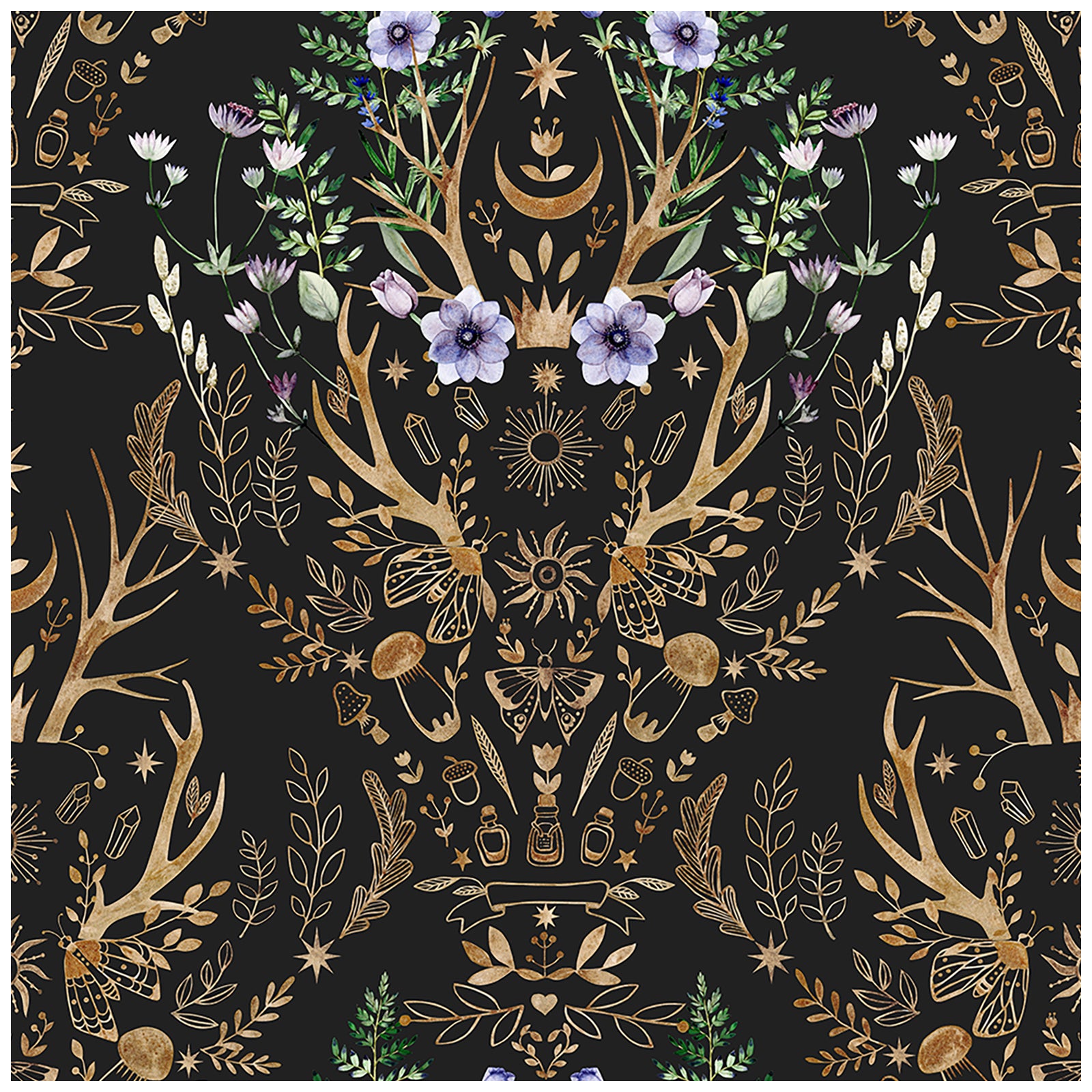 HAOKHOME 94027-1 Wallpaper Peel and Stick Retro Floral Damask Bronze/Black/Purple Wall Decor Bathroom Removable Mural