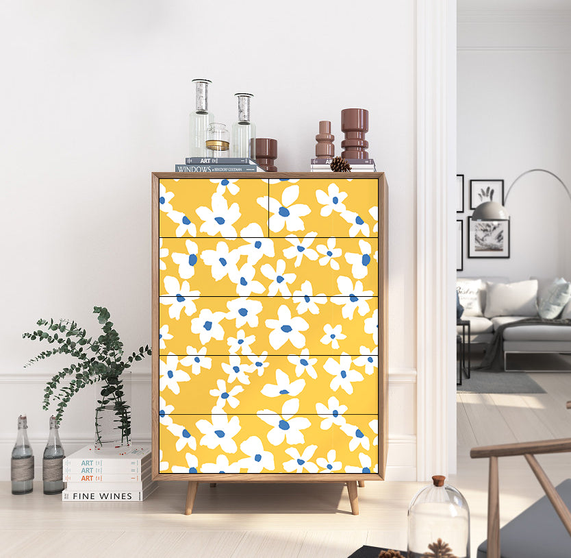 HaokHome 93391 Yellow White Floral Wallpaper Removable Wall Paper for Bedroom Bathroom Textured