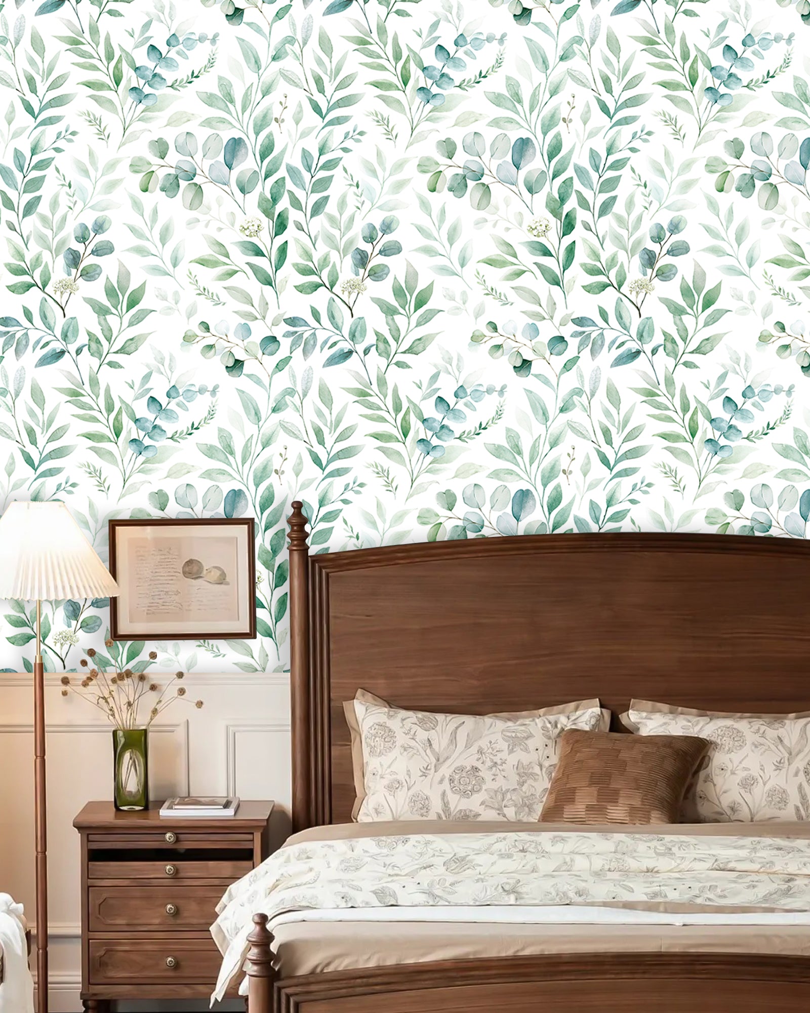 HaokHome Mixed‑Shape Eucalyptus Flower‑Spike Removable Wall Covering