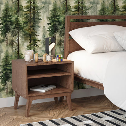 HaokHome Misty Forest Peel and Stick Wallpaper Tree Wall Paper Removable for Bedroom Green Contact Paper