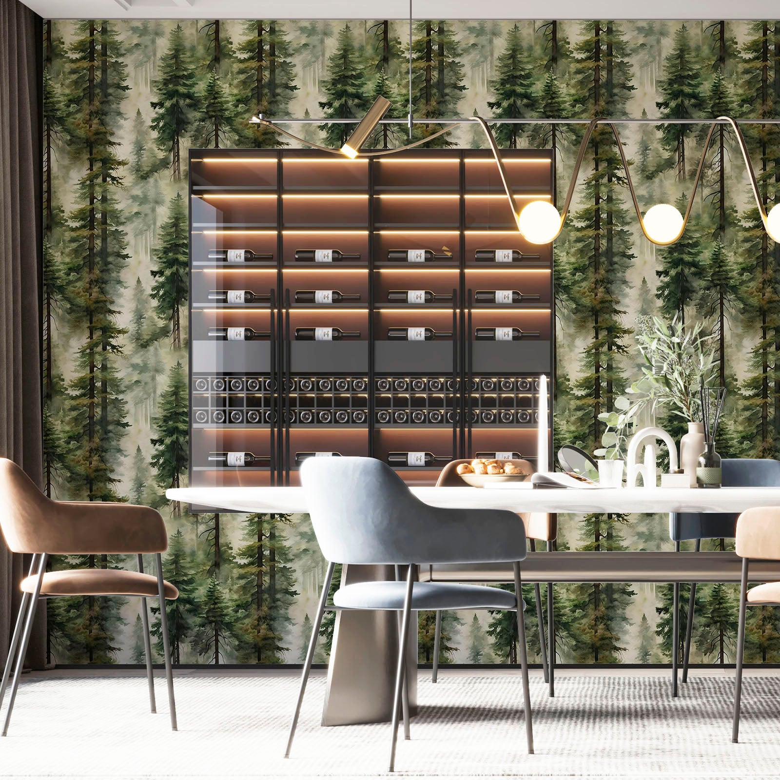 HaokHome 93445 Misty Forest Wallpaper Nature-Inspired Scenic Wallpaper for Living Rooms and Bedrooms