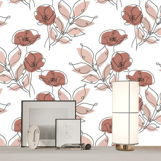 HaokHome 93195 Rose Flower Peel and Stick Wallpaper Removable Self Adhesive Decorative