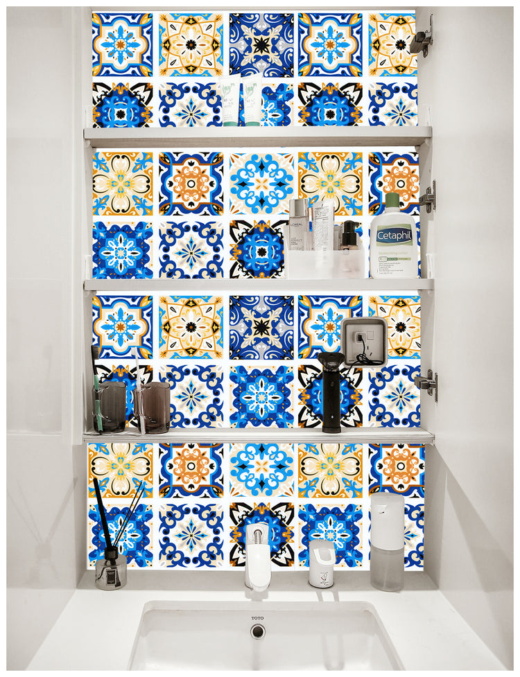 Peel and Stick Wallpaper Moroccan Colorful Tiles Wallpaper for Kitchen Backsplash Bathroom Decor