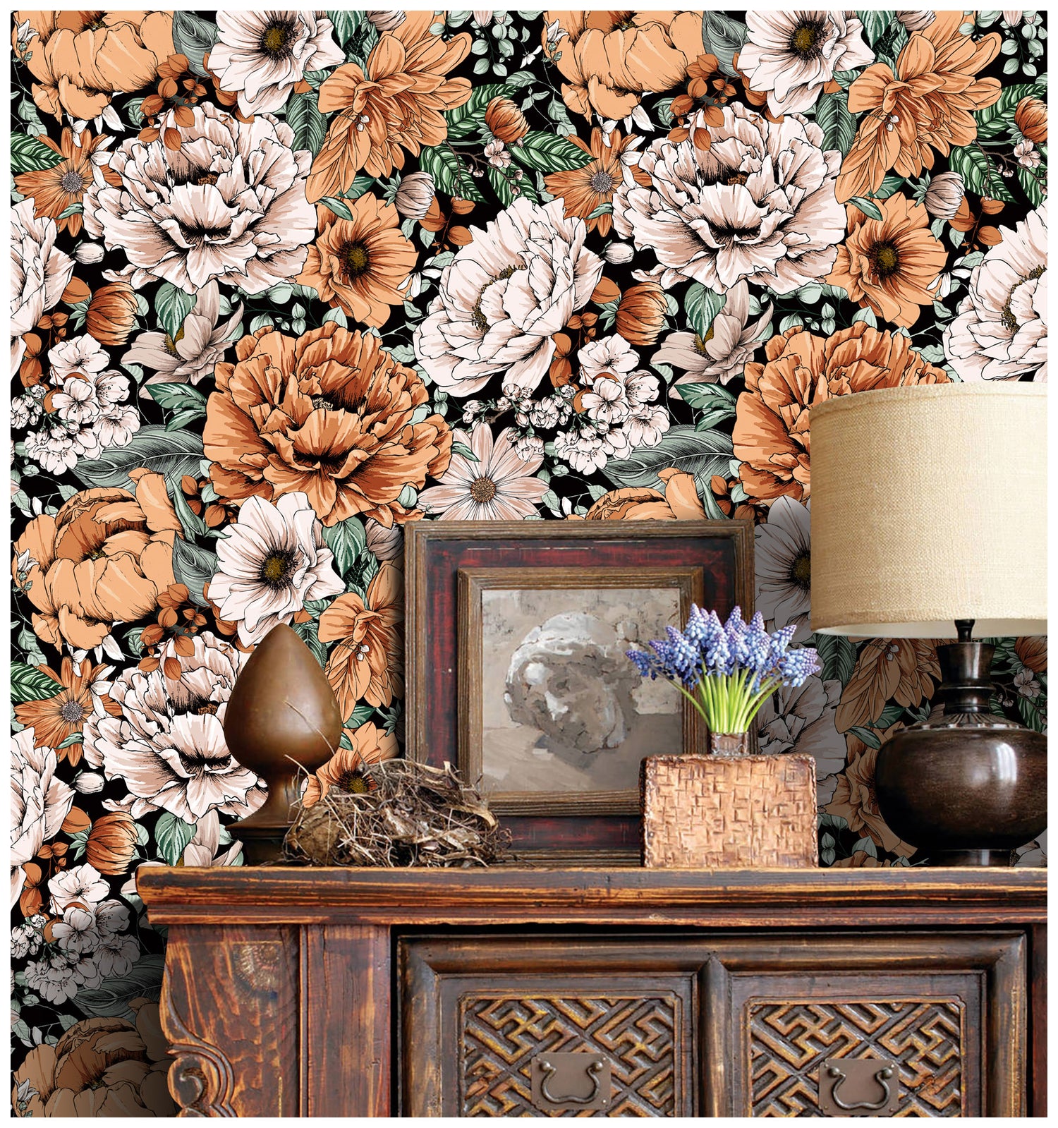 Tempaper Peonies Gold Peel and Stick Wallpaper Covers 56 Sq Ft PE042   The Home Depot