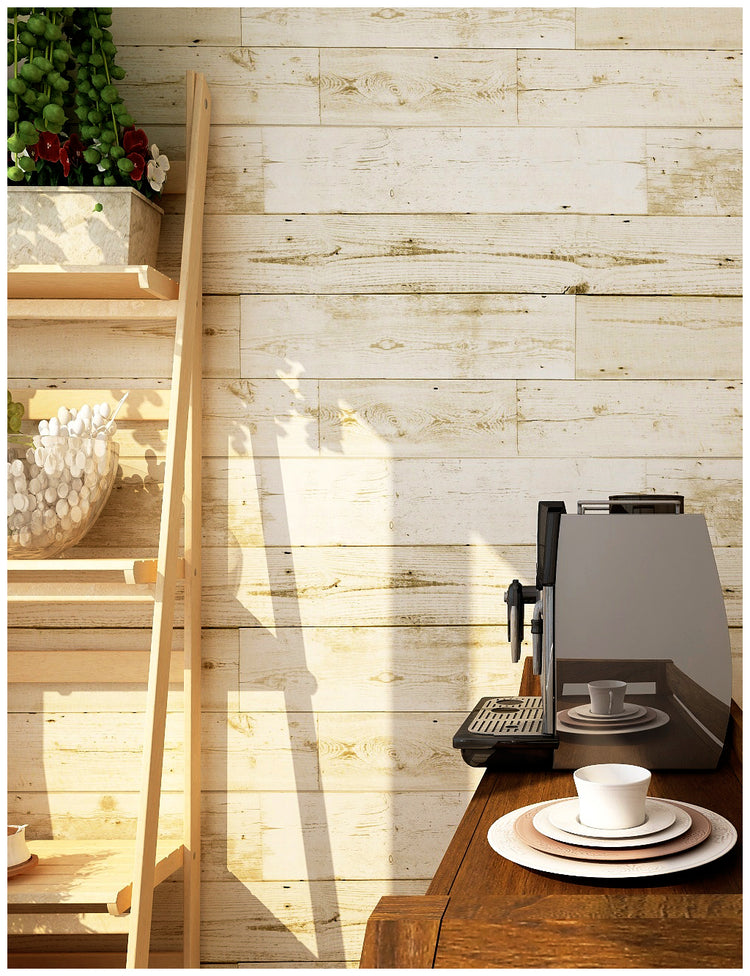 Faux Distressed Wood Plank Peel and Stick Wallpaper