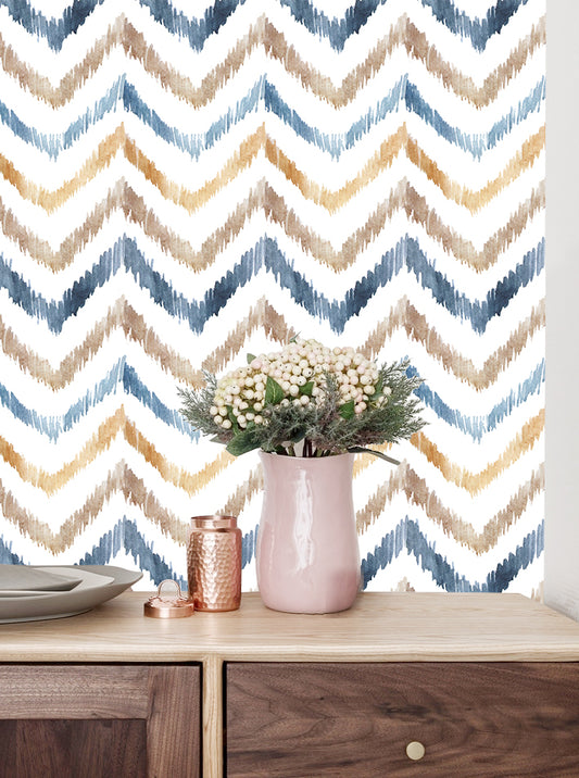 HaokHome  96067 Watercolor Wallpaper Chevron Geometric Self Adhesive Wall Paper Sticker Pull and Stick