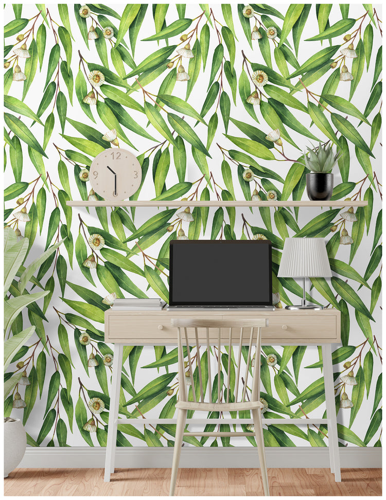 Green Floral Leaf Contact Paper Peel and Stick Wallpaper DIY Boho Wall Decor