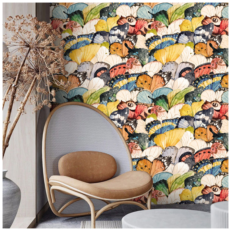 HaokHome 93133 Butterfly Peel and Stick Wallpaper for Bathroom Colorful Stick on Removable Removable Wallpaper Home Decorations