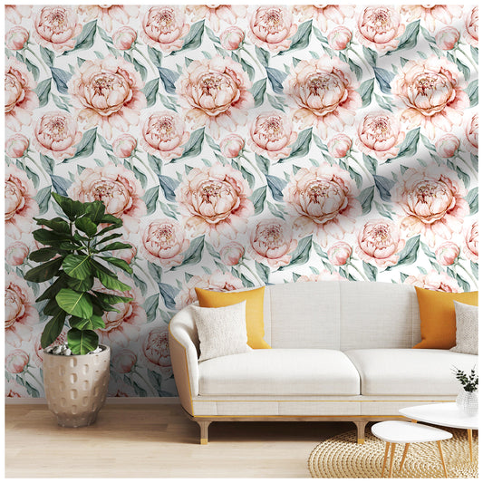 Pink Floral Wallpaper Peel and Stick Large Flower Removable Wall Paper