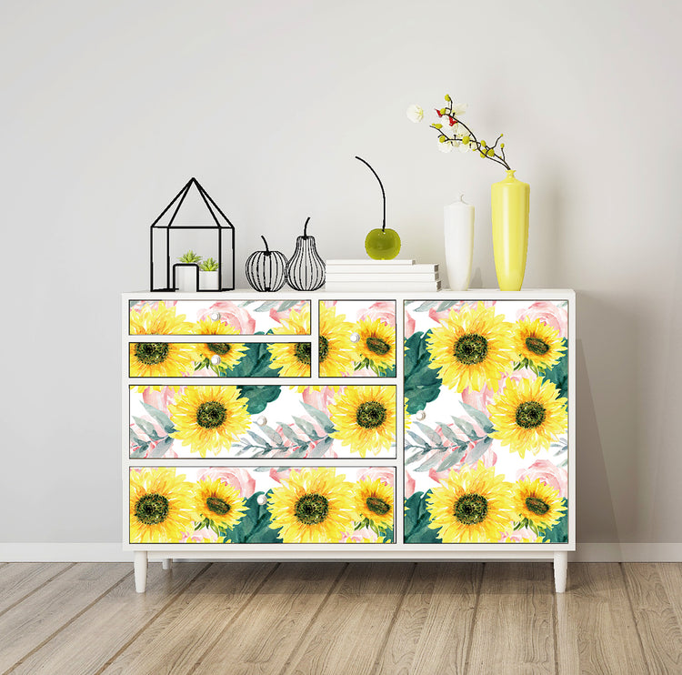 Sunflower Peel and Stick Wallpaper Floral Yellow Wall Contact Paper for Bedroom Living Room Wall Decor