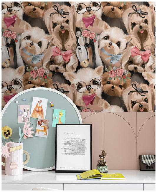 HaokHome 99044 Cute Animal Cartoon Dogs Puppy Pets  Wallpaper Kids and Nursery Room Wall decor