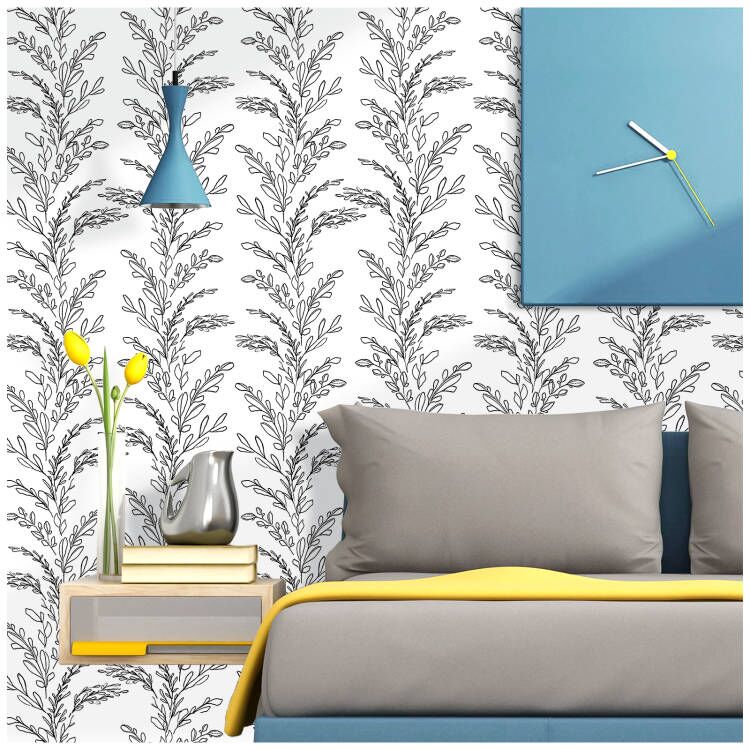 HaokHome 93172 Modern Sketched Leaf Floral Peel and stick wallpaper