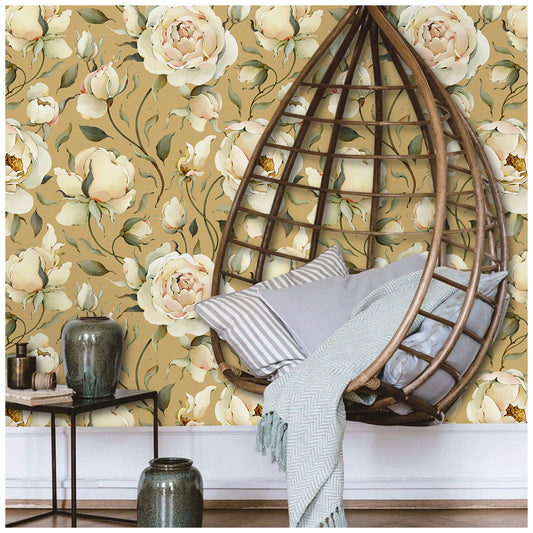 HaokHome 93242-3 Large Rose Peel and Stick Wallpaper Removable Vinyl Self Adhesive DIY Decor