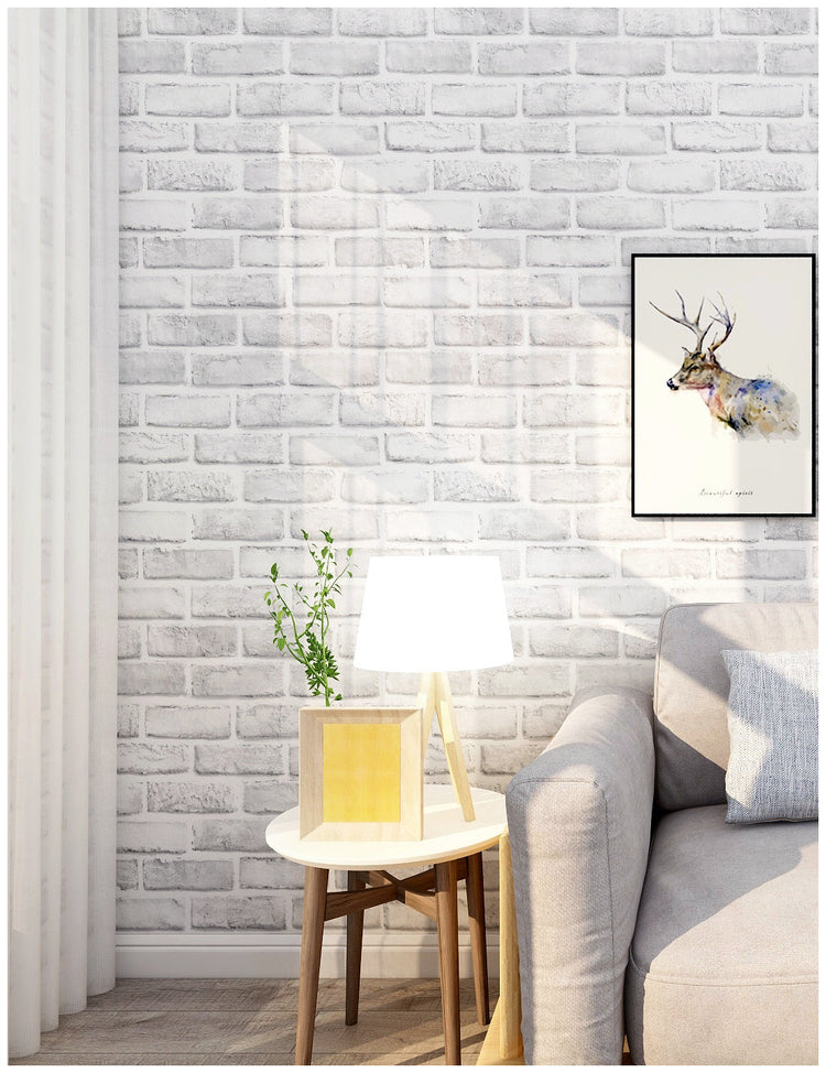 White Brick Wallpaper Self Adhesive Removable Wallpaper for Kitchen Farmhouse Wall