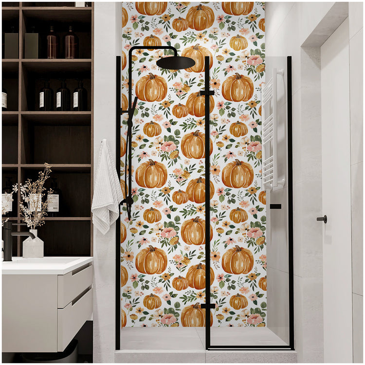 Pumpkin Floral Peel and Stick Wallpaper Removable Vinyl Self Adhesive Home Decor